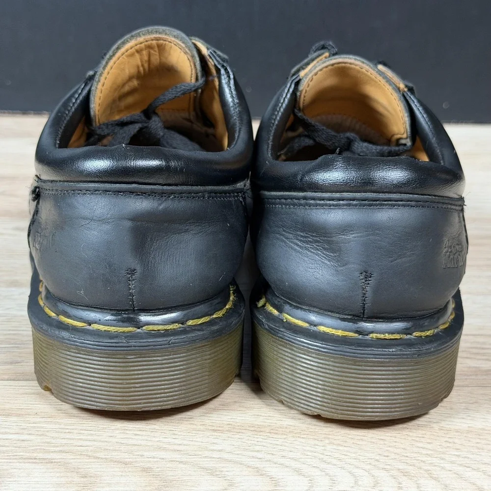 Vintage Dr Martens Shoes Mens 10 Black Leather Derby 8053 Made In England - Picture 7 of 12